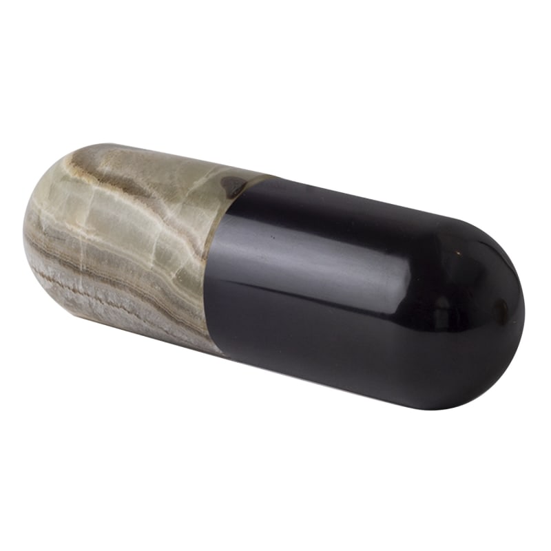 Thumbnail of Pill Sculpture - Black Marble & Green Onyx image