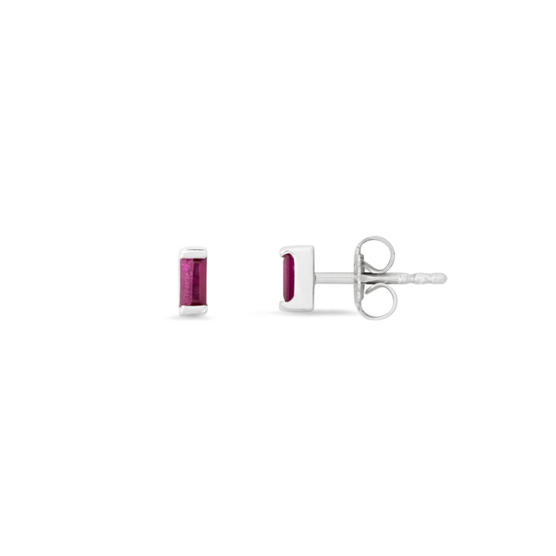 Thumbnail of Petite Baguette Ruby Unisex Stud Earrings image