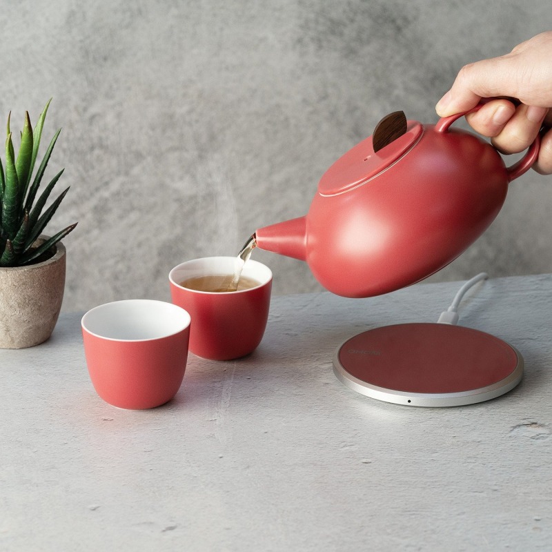 Thumbnail of Leiph Self-Heating Teapot Set - Coral Red image