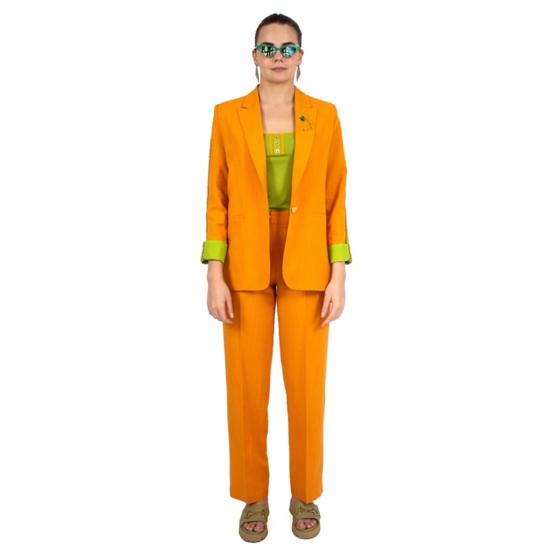 Thumbnail of Tailored Viscose Linen Orange Blazer Jacket image