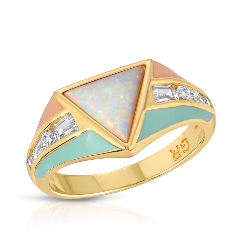 Thumbnail of Bright Side Ring- Coral & Mint image