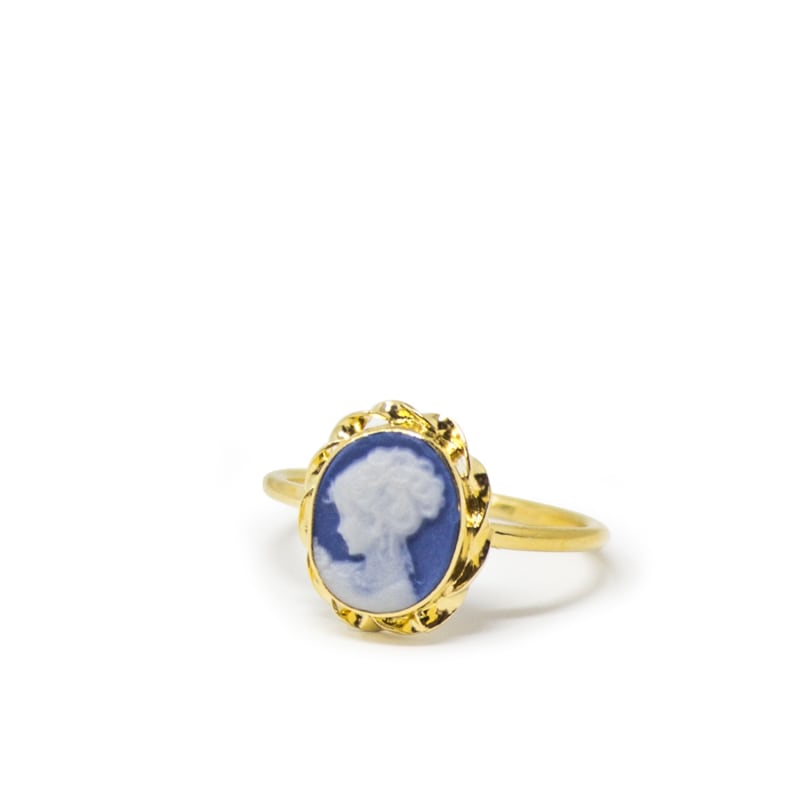 Thumbnail of Gold-Plated Blue Mini Cameo Stacking Ring image