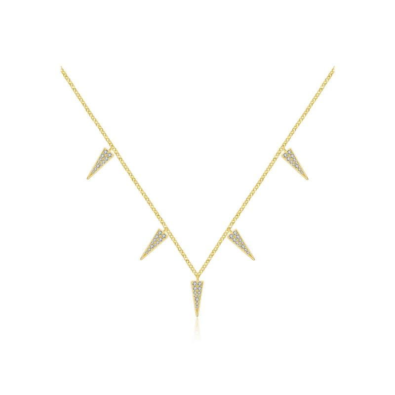 Thumbnail of 18K Yellow Gold Triangle Shape Diamond Necklace Choker image