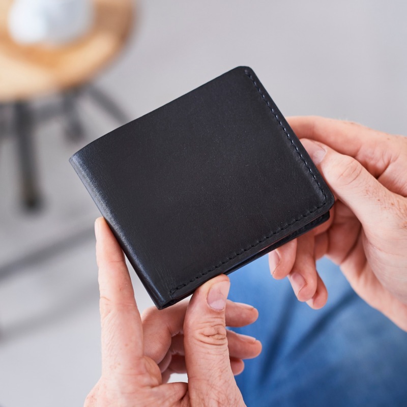 Thumbnail of Luxe Black Leather Wallet With Coin Pocket image