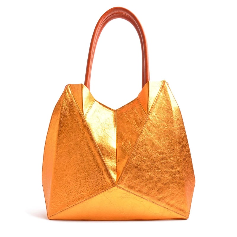 Origami Tote Masterpiece In Copper. Red & Cognac