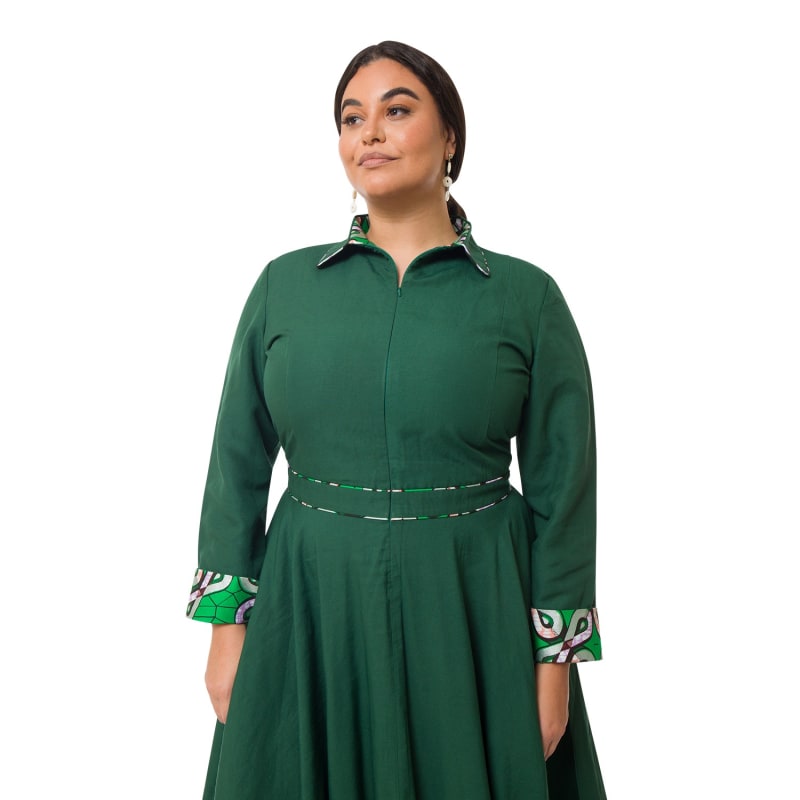 Thumbnail of Salma Midaxi Linen Dress - Green image