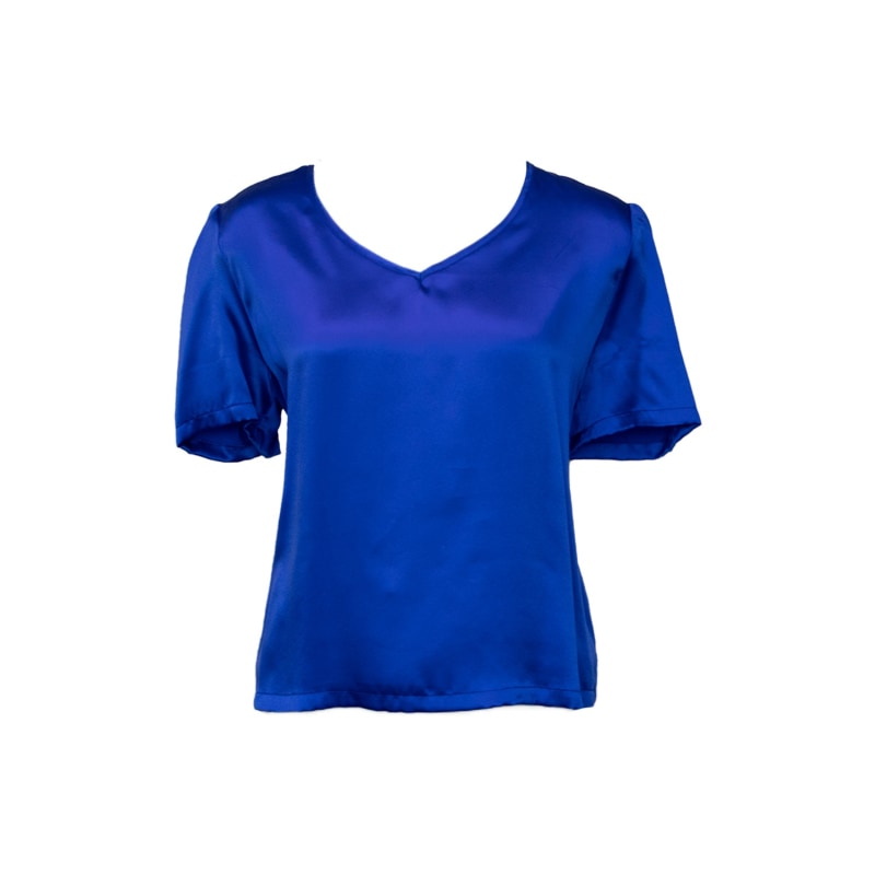 Thumbnail of Shining Blue V-neck Blouse image