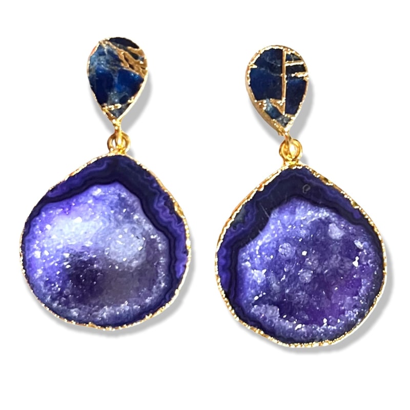 Thumbnail of Navy & Purple Falling Rocks Earrings image