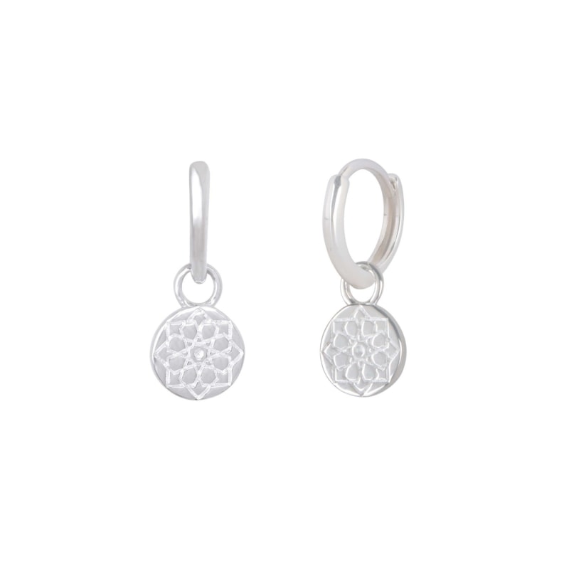 Thumbnail of Zohreh Coin Charm Hoop Earrings Sterling Silver image