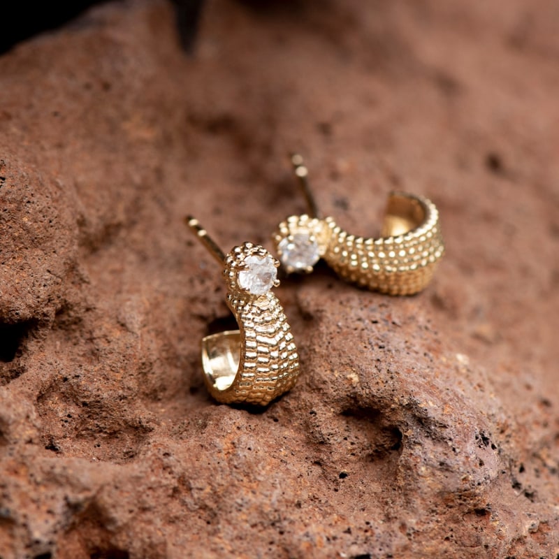 Thumbnail of Sundar Earrings Gold White Zircon image