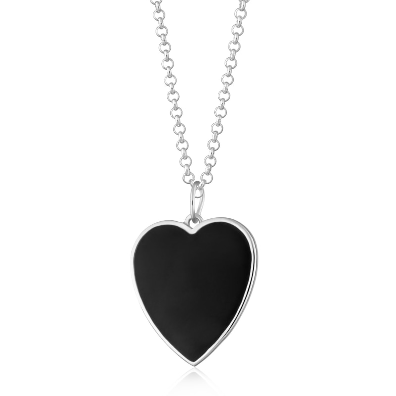 Thumbnail of Silver Black Heart Necklace With Slider Clasp image