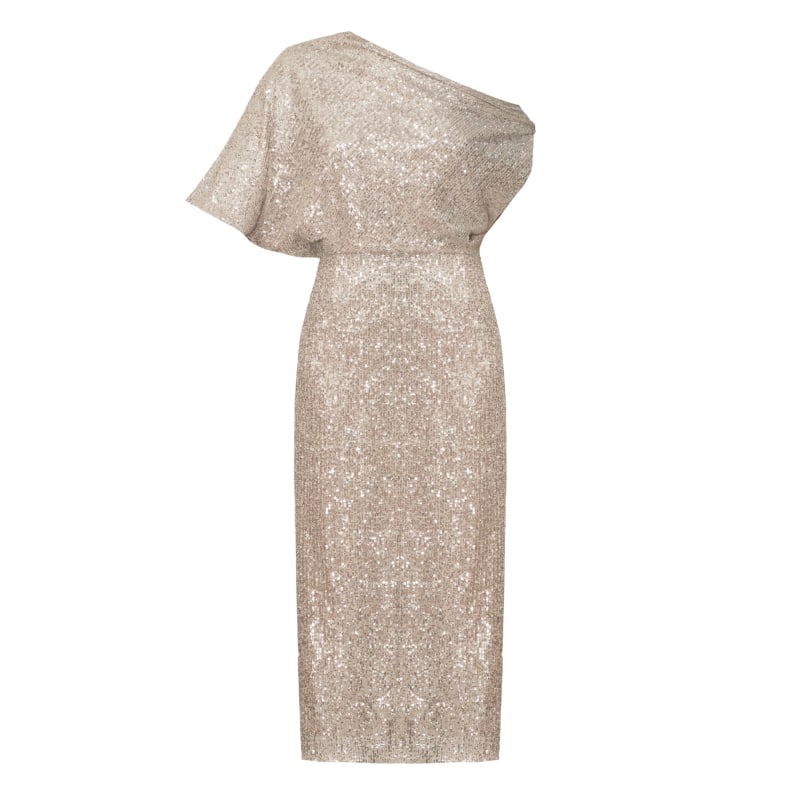 SEQUIN MIDI DRESS - Silver