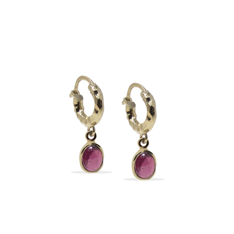 Thumbnail of Cosmo Gold-Plated Rhodolite Hoop Earrings image