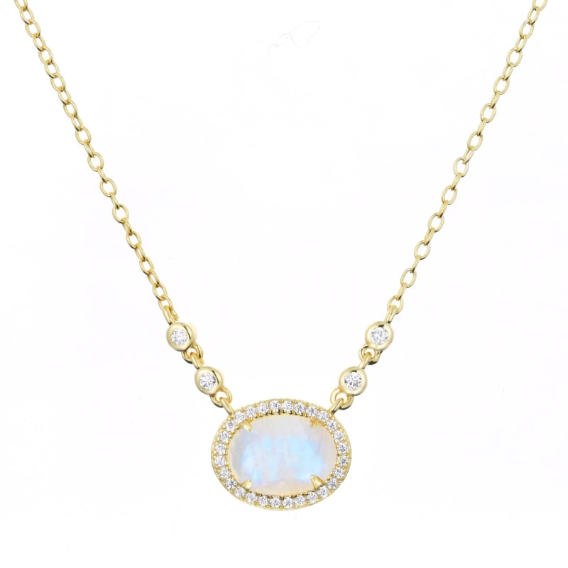 Thumbnail of Aura Rainbow Moonstone Drop Necklace image