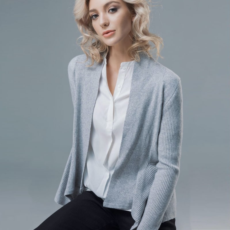 Thumbnail of Cashmere Grey Peplum Cardigan image