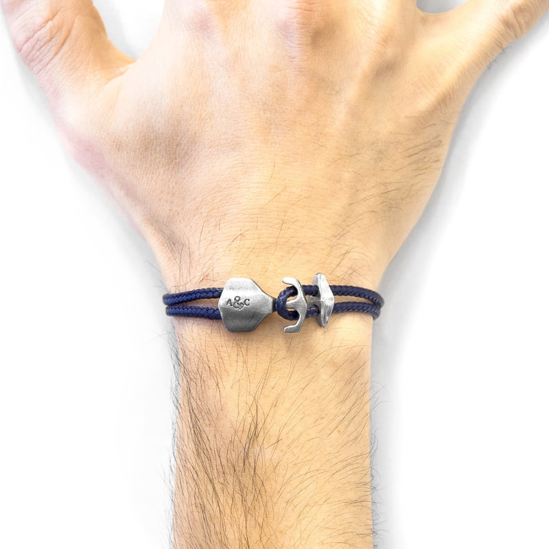 Thumbnail of Navy Blue Delta Anchor Silver & Rope Bracelet image