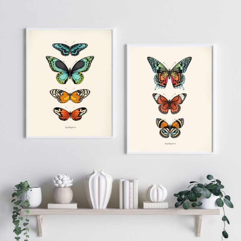 Thumbnail of 'Antique Tropical Butterflies I' Fine Art Print A5 image