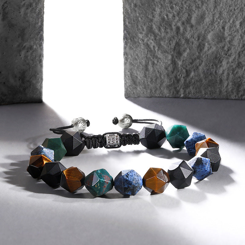 Beads bracelet for men: onyx & tiger's eye