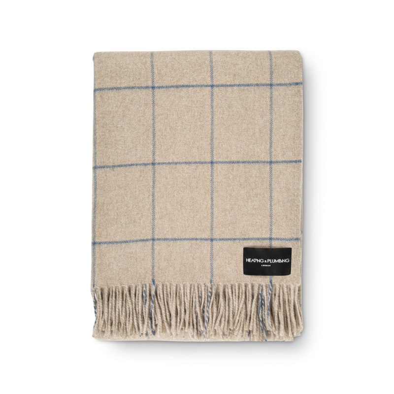 Thumbnail of The Eternal Edition - 100% Cashmere Blanket - Taupe / Blue image