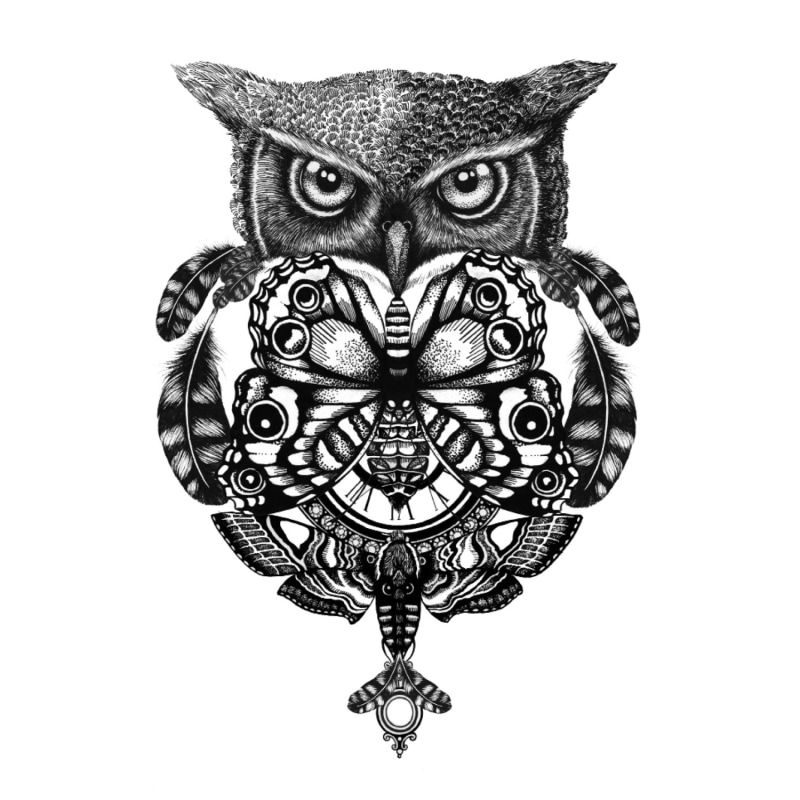 Thumbnail of ​'The Owl & Pocket Watch' Fine Art Print A5 image