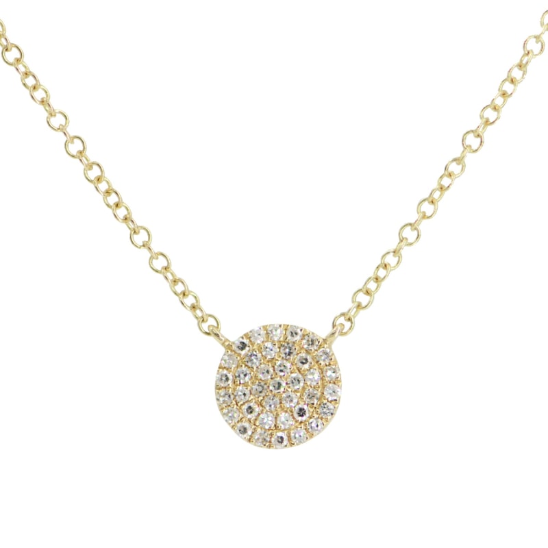 Thumbnail of Mini Diamond Pave Disk Necklace In 14K Gold image