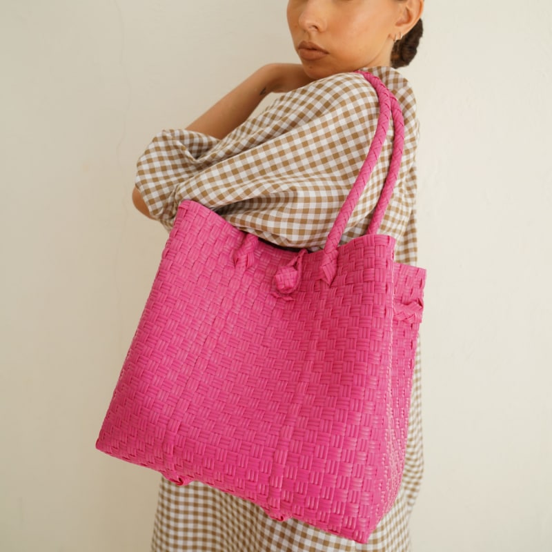 Thumbnail of Darla Recycled Plastic Woven Tote - Magenta image