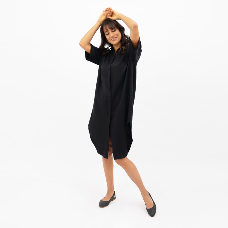 Thumbnail of Seville Tencel Oversized Midi Dress In Licorice Black image