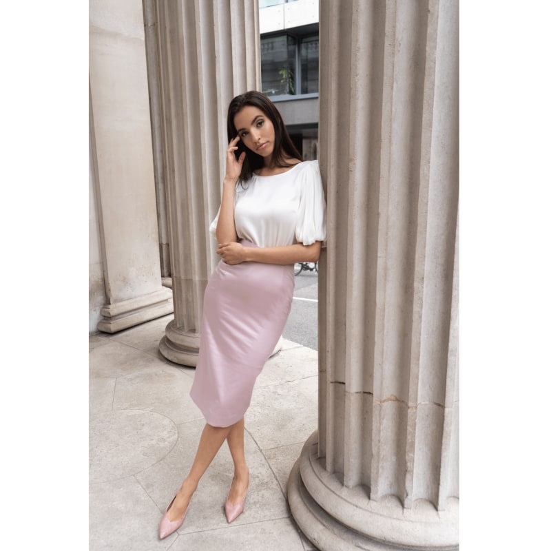 Thumbnail of Cotton-Blend Sateen Pencil Skirt - Light Pink image