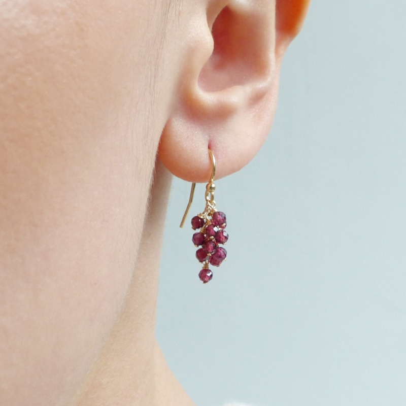 Thumbnail of Garnet Cluster Drop Earrings image