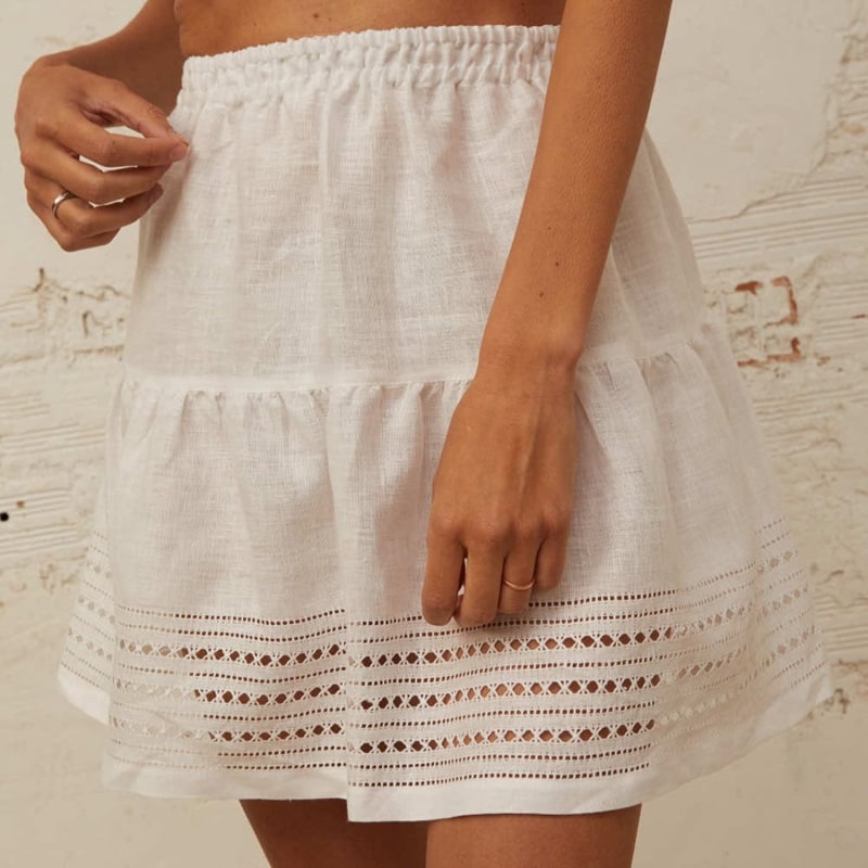 Thumbnail of Yarina Mini Skirt In Elegant White image