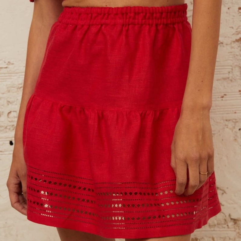 Thumbnail of Yarina Mini Skirt In Scarlet Red image