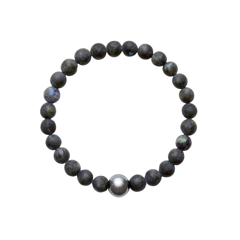 Thumbnail of ARO Men's Tahitian Pearl & Larvikite Bracelet - Large image