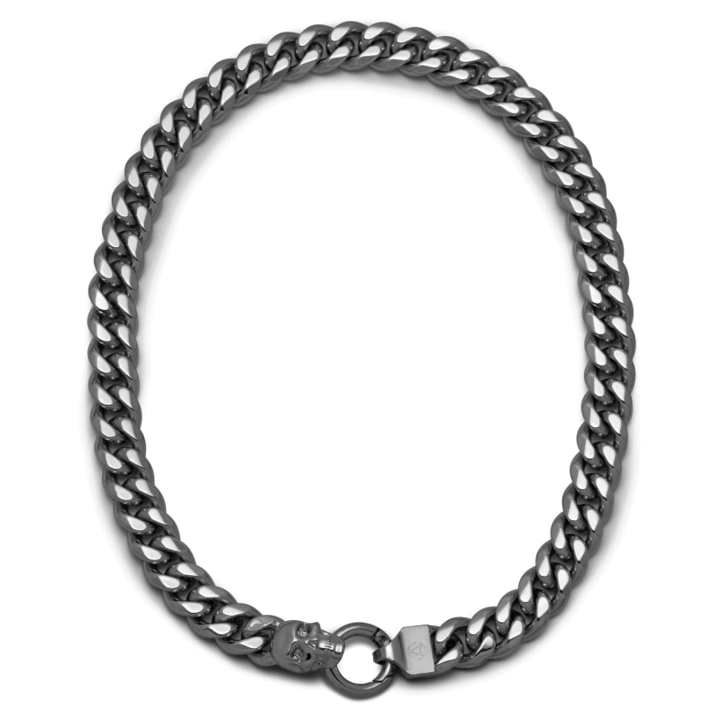 Thumbnail of Atticus Skull Curb Chain Neklace In Gunmetal image