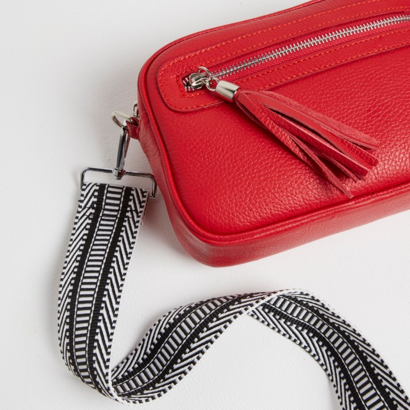 Crossbody Bag In Red With Interchangeable Straps by B & Floss