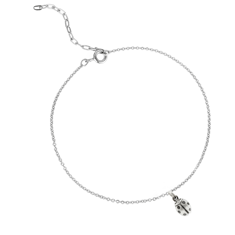 Thumbnail of Ladybird Black Diamond Bracelet – Silver - Wings Closed image