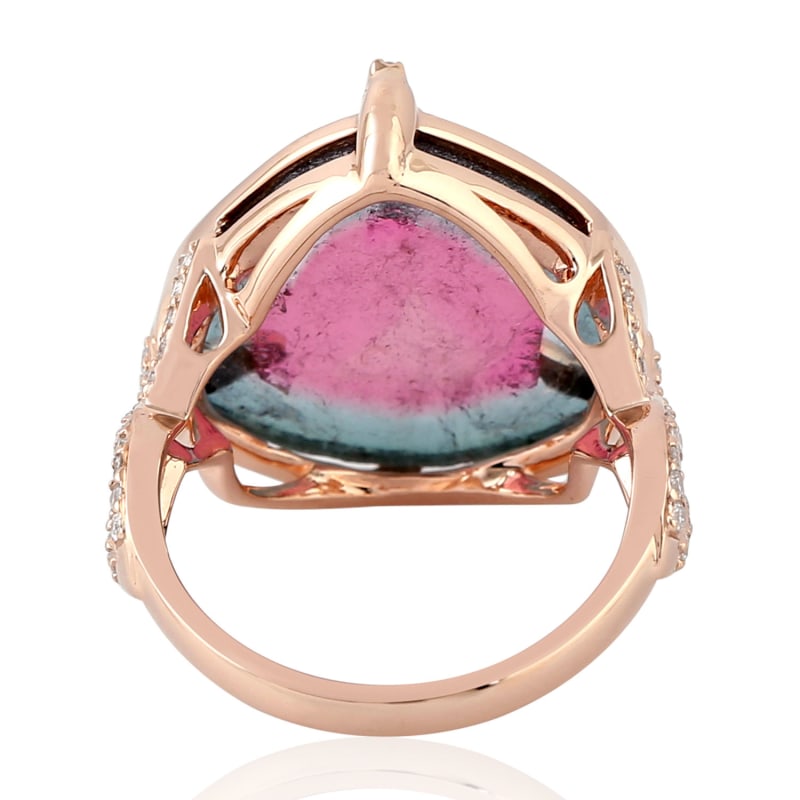 Thumbnail of 18K Rose Gold In Natural Diamond & Water Melon Tourmaline Cocktail Ring image