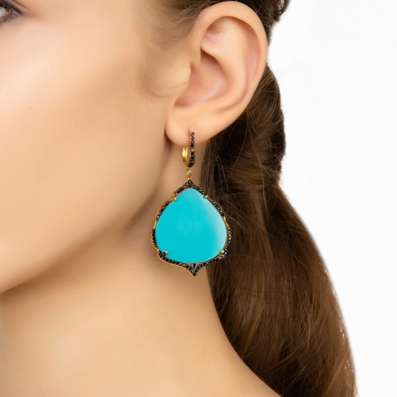 Thumbnail of Antoinette Earrings Gold Turquoise image