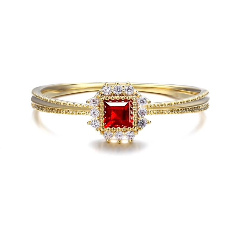 Thumbnail of Dreamy Sunflower Red Garnet Ring Yellow Gold Vermeil image