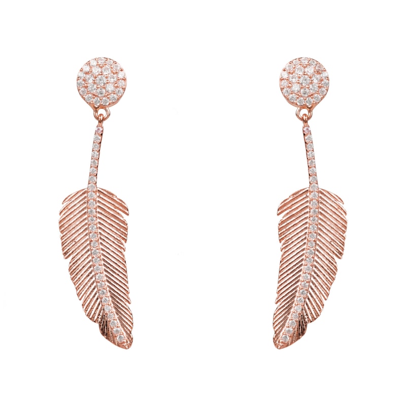 Thumbnail of Angelic Feather Drop Earrings Rose Gold image