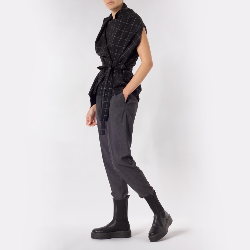 Thumbnail of Lincoln Asymmetric Black Grid Wrap Top image