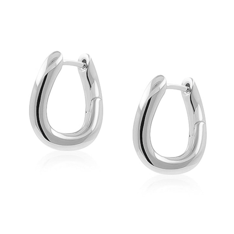 Thumbnail of Slight Twist Silver Huggie Hoop Earrings image