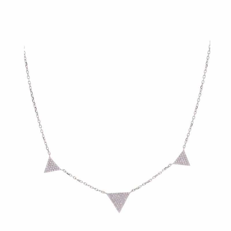 Thumbnail of Three Station CZ Triangle Necklace image