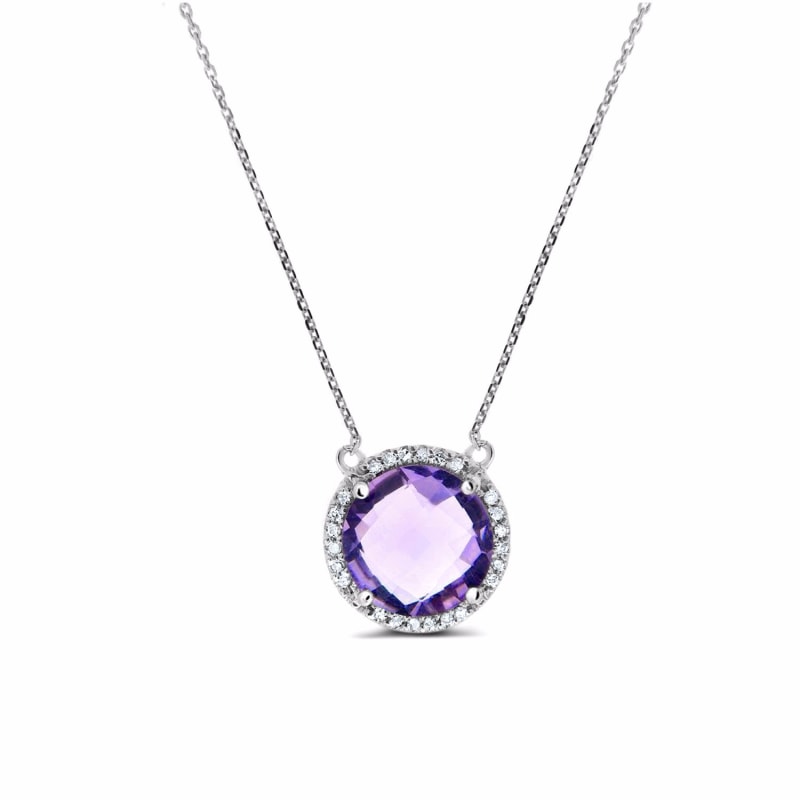 Thumbnail of Amethyst Necklace 14k White Gold image