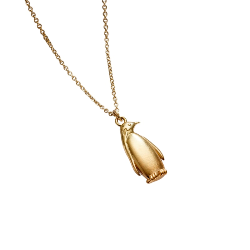 Thumbnail of Yellow Gold Plated Soulmate Penguin Charm Necklace image