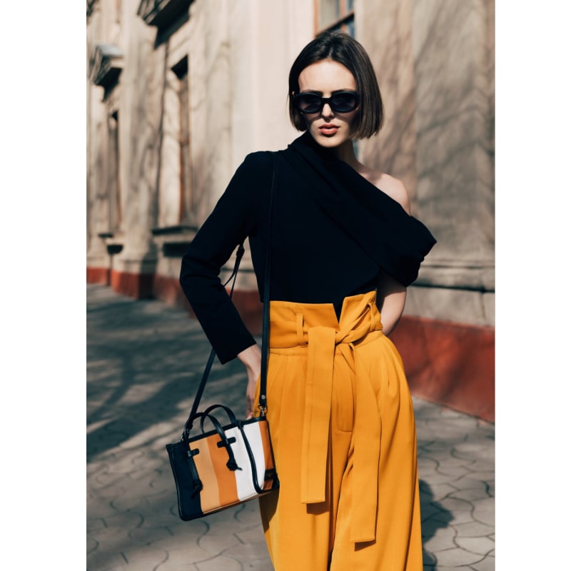 Mustard Draped Top + Burgundy Wide Leg Pants - Irony of Ashi