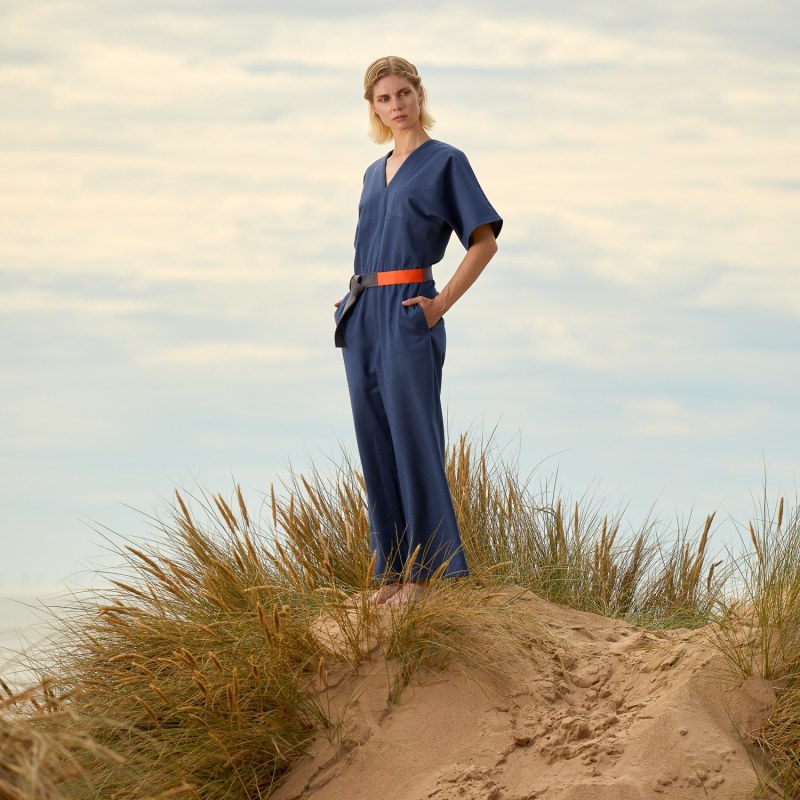 Thumbnail of Fiona Organic Denim Jumpsuit In Navy image