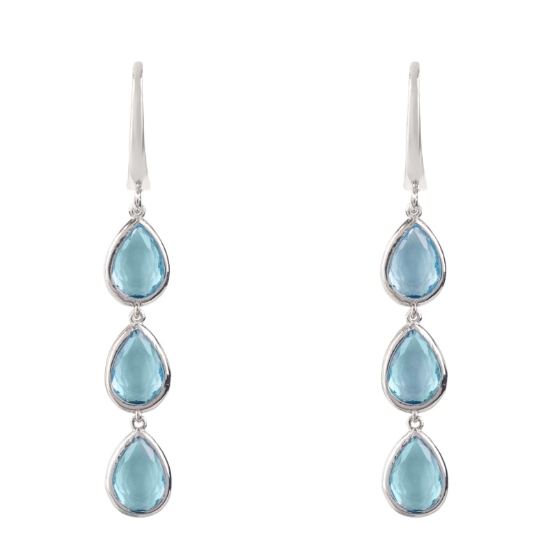 Thumbnail of Sorrento Triple Drop Earrings Silver Blue Topaz image