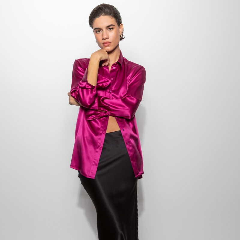 Thumbnail of The Silk Shirt In Magenta image