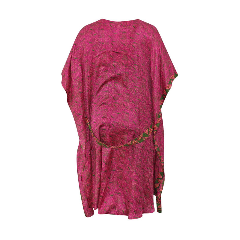 Thumbnail of Neem - Peppercorn Pink Vintage Silk Sari Kimono Style Wrap Dress image