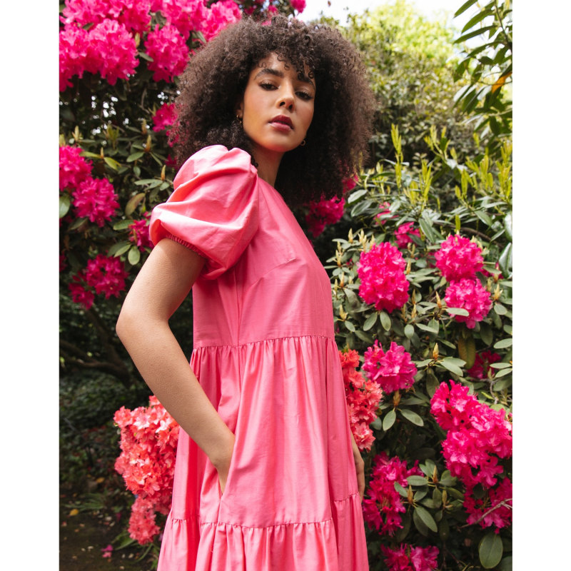 Thumbnail of The Frances Tiered Maxi Dress In Watermelon Pink image
